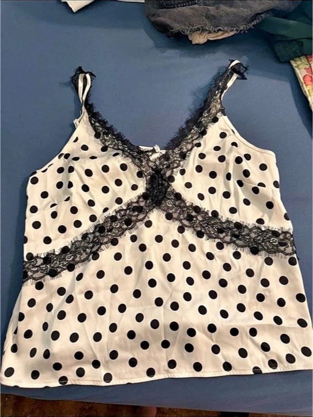 Polka Dot Lace Camisole in White & Black